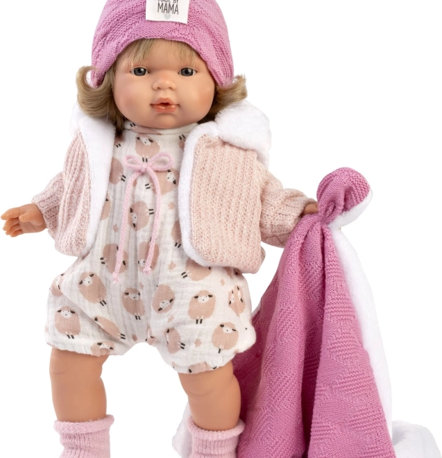 Păpușa realistă Llorens Lola cu sunete și corp textil moale 38 cm