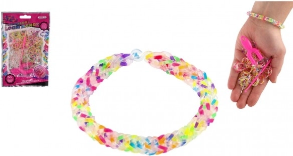 Set elastic pentru brățări împletite - curcubeu