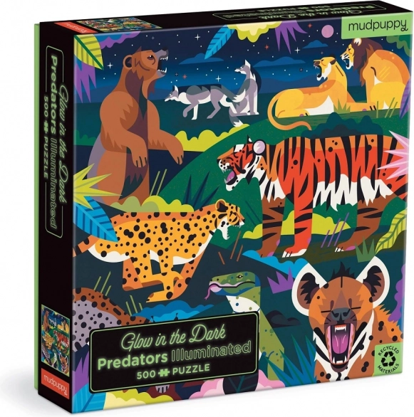 Puzzle Mudpuppy Prădători – strălucește în întuneric, 500 de piese