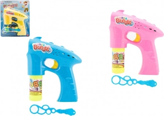 Pistolă cu bule din plastic cu rezerve, 13 cm, pe baterii