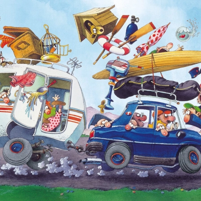 Puzzle Heye Cartoon Classics: Plecarea în vacanță – 500 piese