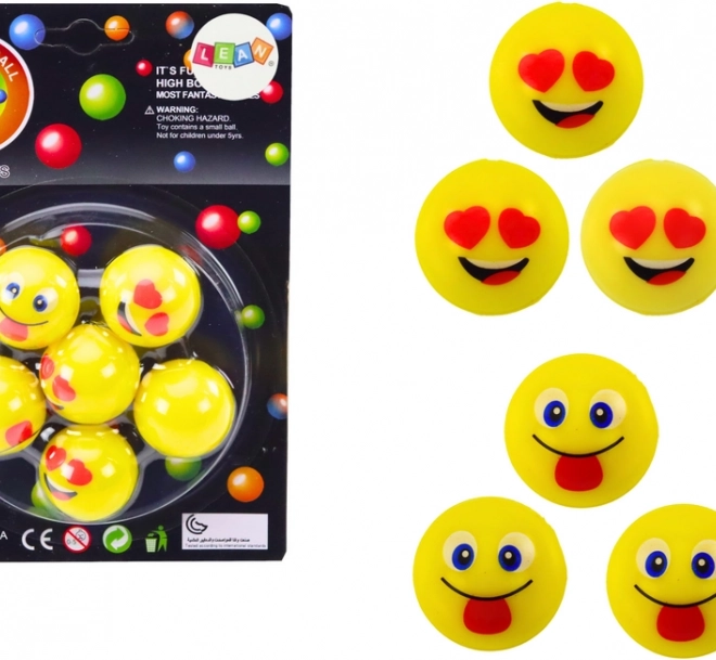 Set de mingi galbene săltăreţe Emoji 6 buc