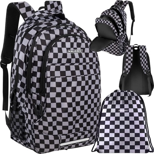 Rucsac cu model șah 30 l cu săculeț KRUZZEL