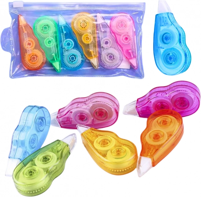 Set de benzi corectoare colorate cu husă cu fermoar 6 buc
