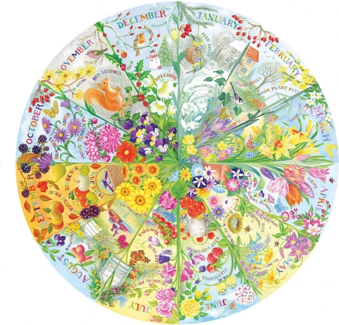Puzzle rotund Anul în grădină 500 piese GIBSONS