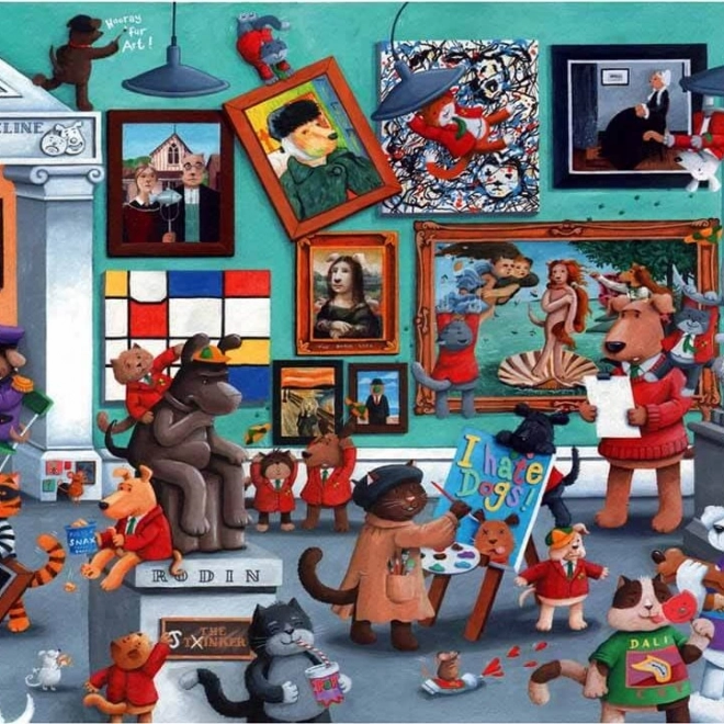 Puzzle artiști pisici și câini 260 piese