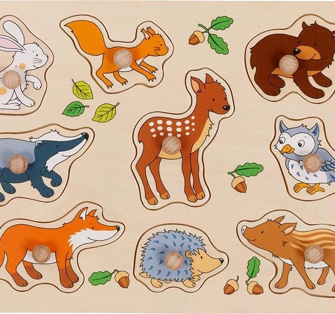 Înserție din lemn cu animale de pădure