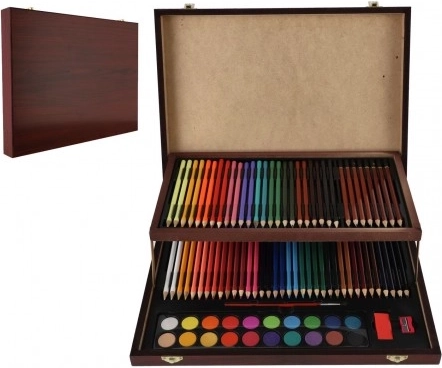 Set artistic creativ 91 piese în cutie de lemn