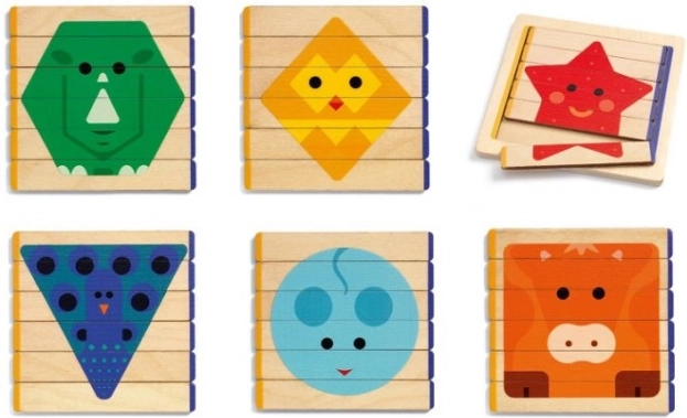 Puzzle simplu din lemn Animale colorate