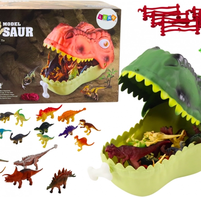 Set de figurine dinozauri cu bot verde mare, 45 piese