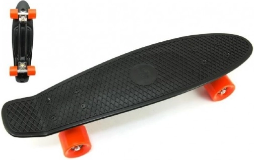 Skateboard Pennyboard 60cm – Negru, roți portocalii