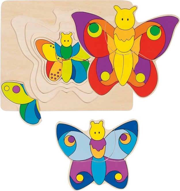 Puzzle din lemn multistrat Fluture GOKI