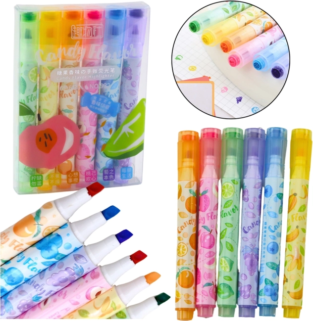 Marcatoare de fructe colorate cu ștampilă - set de 6 buc.