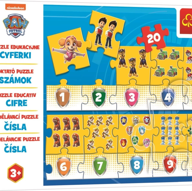 Puzzle educative cu numere Patrula Cățelușilor 20 piese
