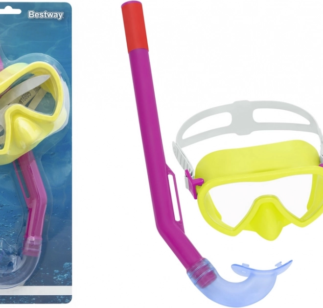Masca și snorkel galben cu accente roz Bestway