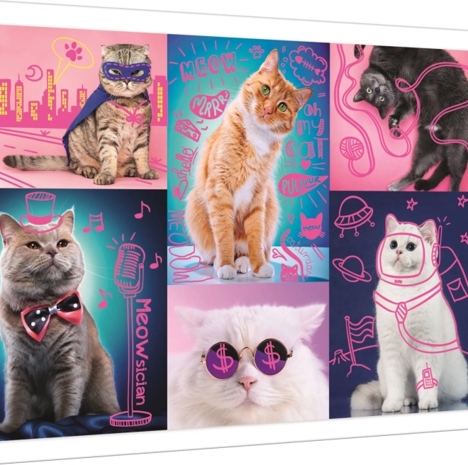 Puzzle Neon Color Line - Super Pisici 1000 piese