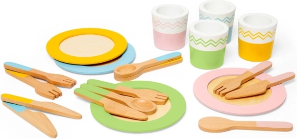 Set de servire din lemn pentru copii