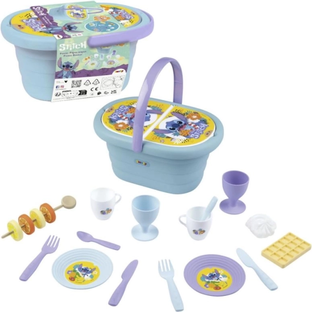 Coș de picnic pentru copii STITCH cu accesorii