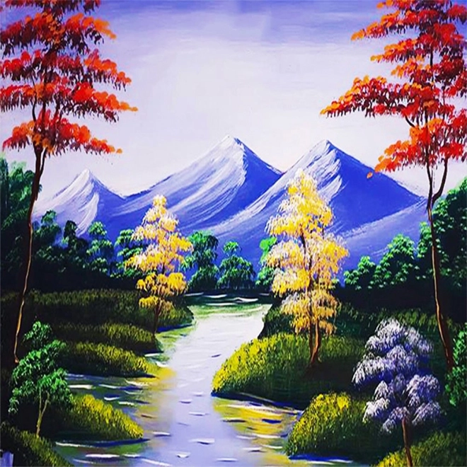 Pictură cu diamante Pârâul de munte 30x40 cm