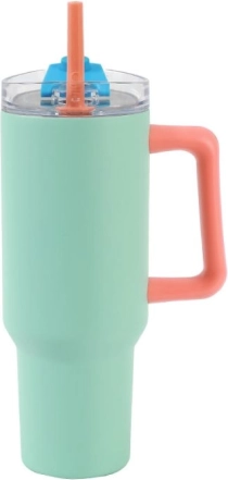 Cană termică mare cu pai – verde 1200 ml