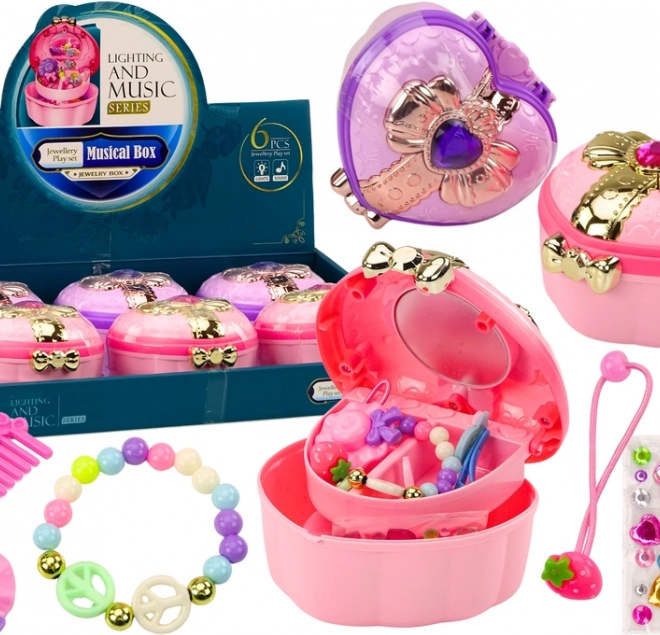 Cutie de Bijuterii în Formă de Inimă cu Accesorii