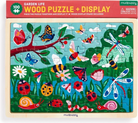 Puzzle din lemn MUDPUPPY – viața în grădină, 100 piese
