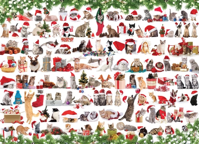 Puzzle Crăciun cu pisici 1000 de piese
