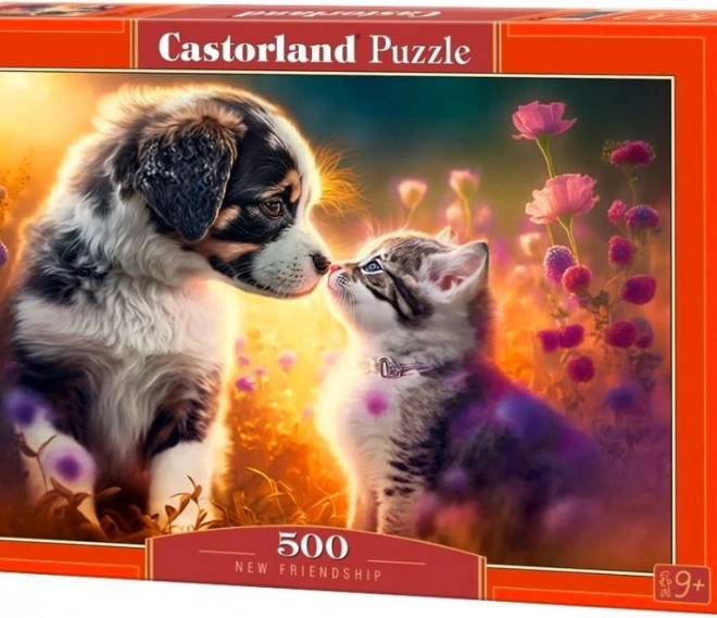 Puzzle 500 de piese CASTORLAND – prietenie nouă (câine și pisică)