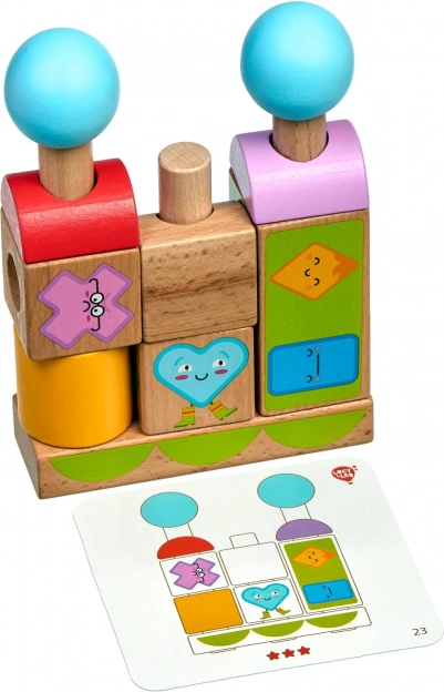 Lucy & Leo forme și emoții – puzzle din lemn cu șabloane