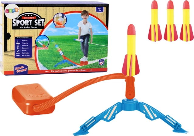Lansator de rachete din spumă galben - pompă și 3 rachete