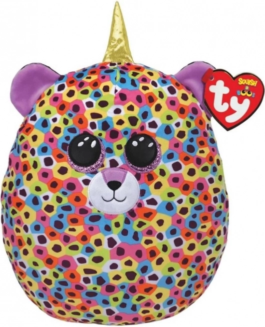 Pernă din pluș TY Squish-a-Boos leopard cu corn, multicoloră 22 cm