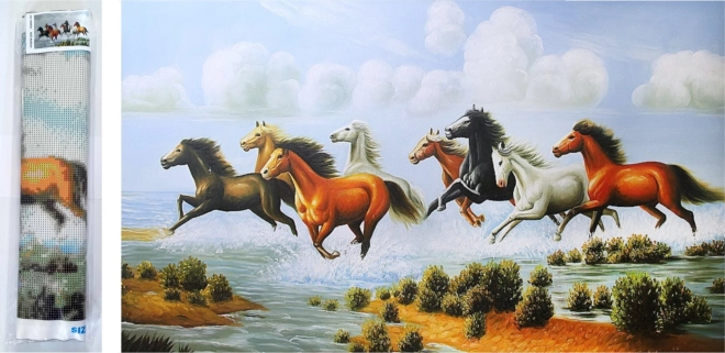 Pictură cu diamante Turma Gălopoasă 80x40cm