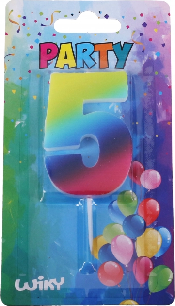 Lumânare de petrecere numărul 5 curcubeu