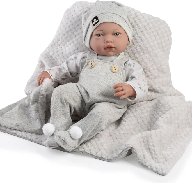 Păpușă realistă bebeluș Liam cu sunete și corp moale - 38 cm
