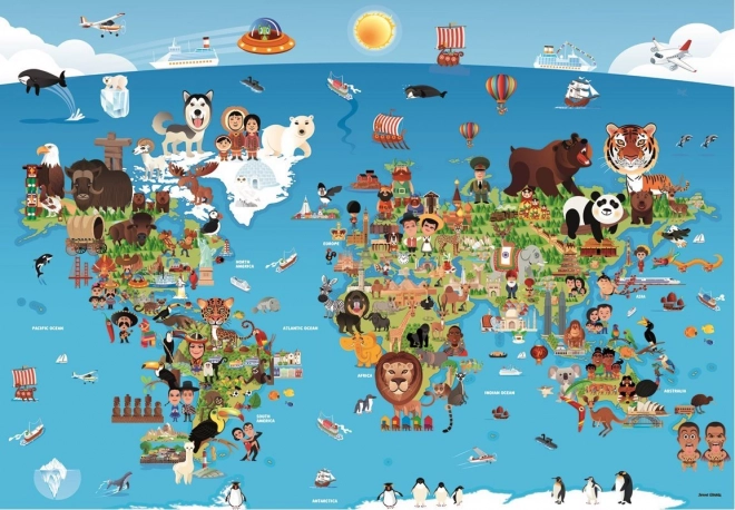 Puzzle ANATOLIAN hartă ilustrată a lumii 260 piese
