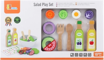 set de salată din lemn pentru copii