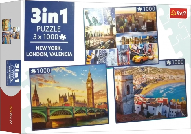 Puzzle New York, Londra și Valencia 3x1000 piese