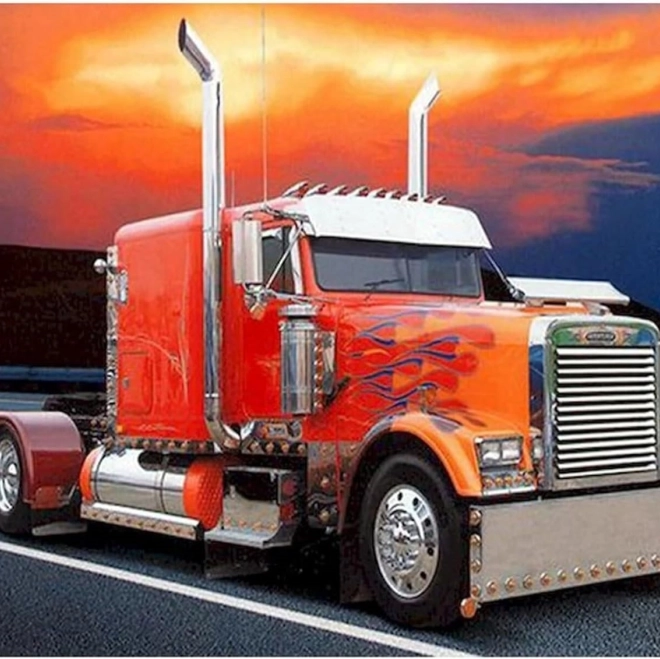 Pictură cu diamante Camion roșu cu flăcări 30x40cm