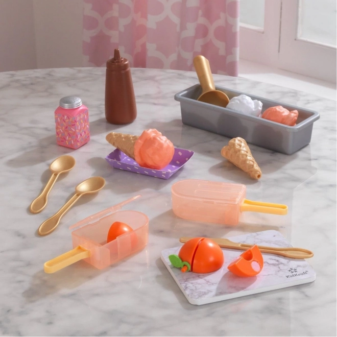 KidKraft Create & Cook înghețate de piersică – set de joacă pentru copii (20 de piese)
