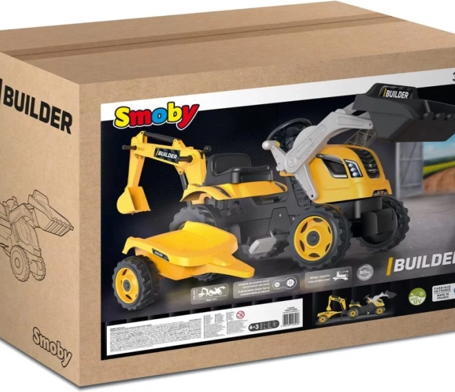 Tractor cu pedale Builder Max cu excavator și remorcă