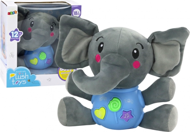 Elefant de pluș interactiv albastru 19 cm