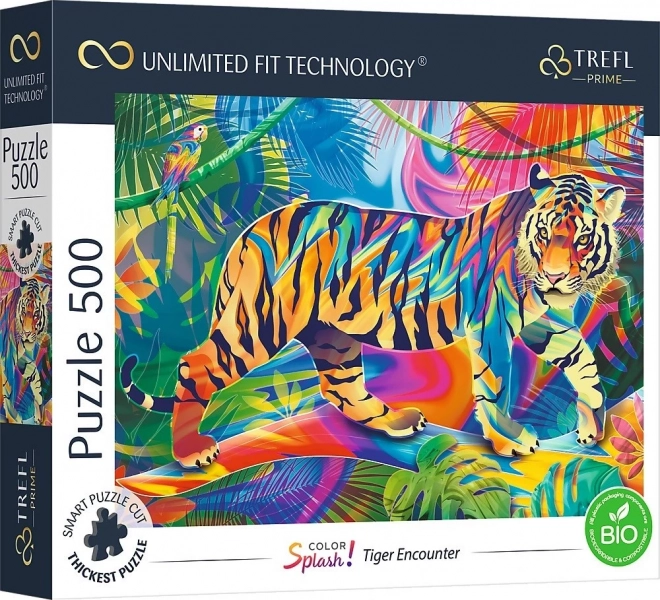 Puzzle TREFL UFT Color Splash: întâlnire cu tigrul 500 piese