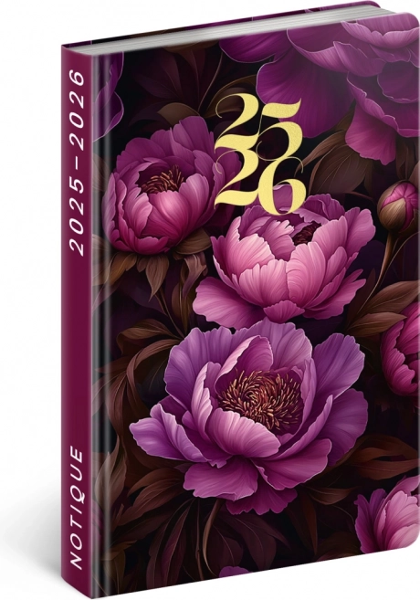 Agenda NOTIQUE 18 luni Petito – Flori mov 2025/2026, 11 x 17 cm