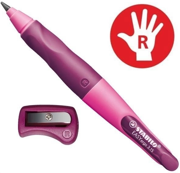 Creion mecanic ergonomic STABILO easyergo 3,15 pentru dreptaci, roz, cu ascuțitoare
