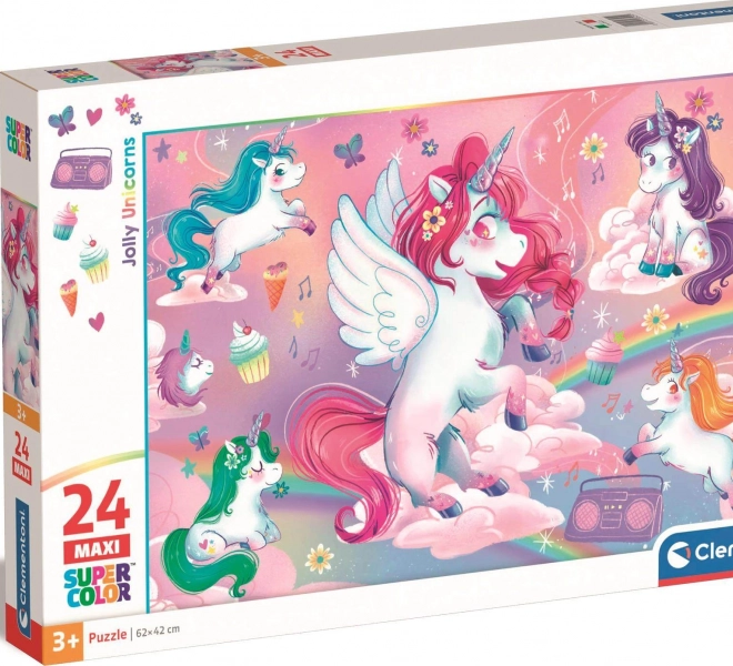Maxi puzzle 24 piese - unicorni veseli CLEMENTONI
