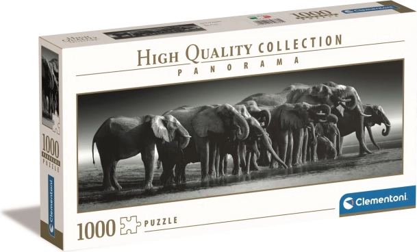 Puzzle panoramice 1000 piese – turmă de elefanți CLEMENTONI
