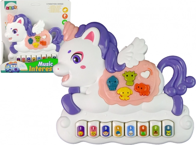 Pian Interactiv Unicorn Alb