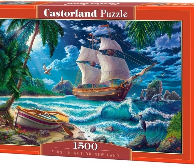 Puzzle 1500 piese – Navă și plajă Prima noapte Țară nouă