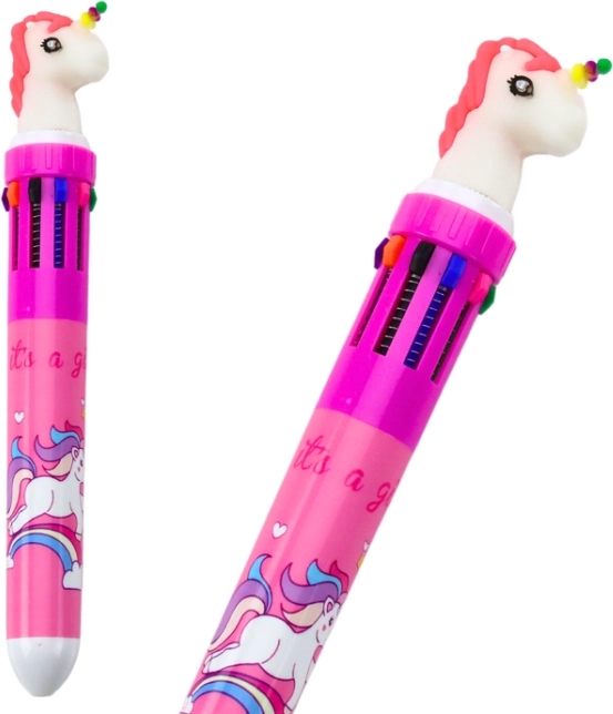 Pix cu bile multicolor Unicorn automat roz