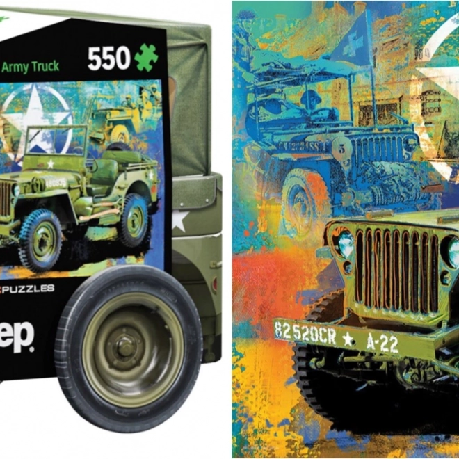 Puzzle Eurographics în cutie de tablă Jeep militar 550 de piese